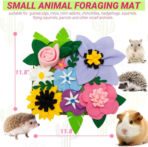 KAYCOWZA Chinchillas Small Animal Foraging Mat for Rabbit Hedgehog Guinea Pig Rat Bunny - Interactive Cute Flower Funny