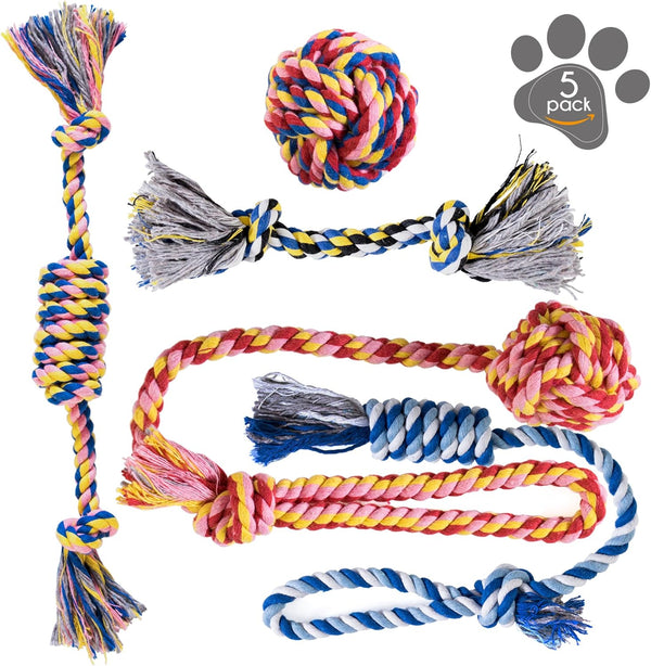 Dog Chew Toys - Puppy Teething Rope Toy Set for Small Dogs, Washable Cotton Tug Toys