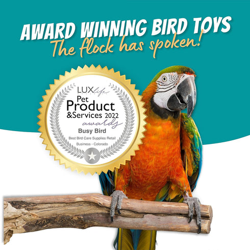 Busy Box Bird Foraging Toy - Interactive Treat Dispenser for Medium to Extra Large Birds, Colorful Toys