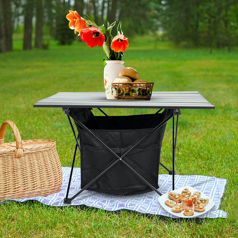 YSSOA Portable Folding Aluminum Alloy Table with High-Capacity Storage and Carry Bag for Camping, Traveling, Hiking