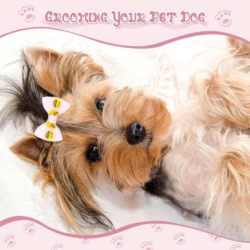 YAKA 60PCS/30Pairs Cute Puppy Dog Small Bowknot Hair Bows with Clips - Handmade Accessories for Pet Grooming
