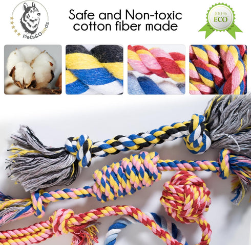 Dog Chew Toys - Puppy Teething Rope Toy Set for Small Dogs, Washable Cotton Tug Toys