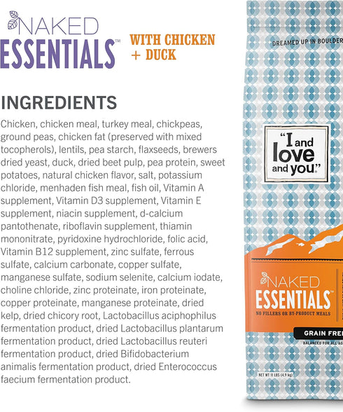I and love and you Naked Essentials Dry Dog Food, Chicken + Duck, High Protein, 11lb Bag