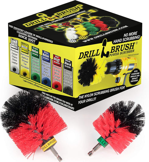 Outdoor Cleaning Supplies - Stiff Bristle Drill Powered Brush Attachments for Garden