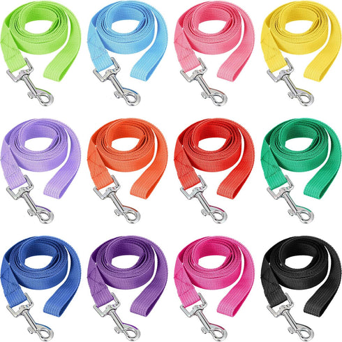 12 Pcs Nylon Dog Leash Bulk, 5ft Dog Training Leash in 12 Colors, Puppy Traction Rope for Small Medium Dogs