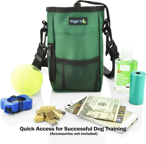 Smart Dog Treat Pouch Bag for Dog Training, Easy Access to Treats & Accessories, Earth Green by Wagtime Club