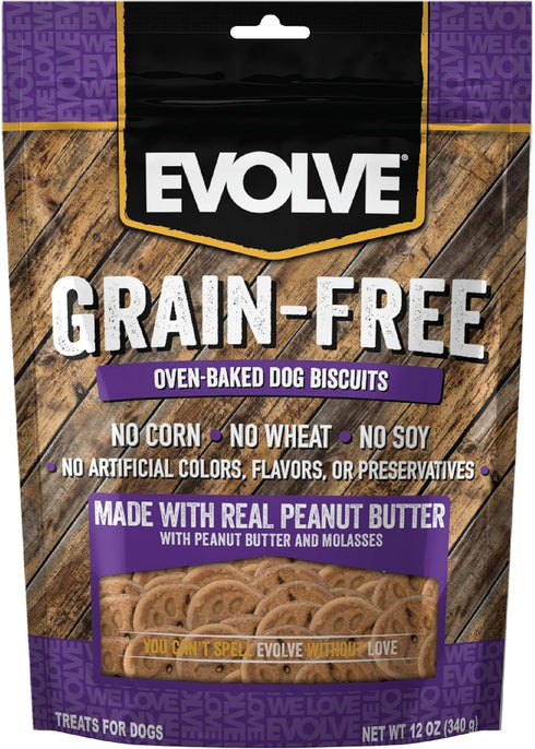 Evolve Grain Free Dog Biscuits, Real Peanut Butter and Molasses