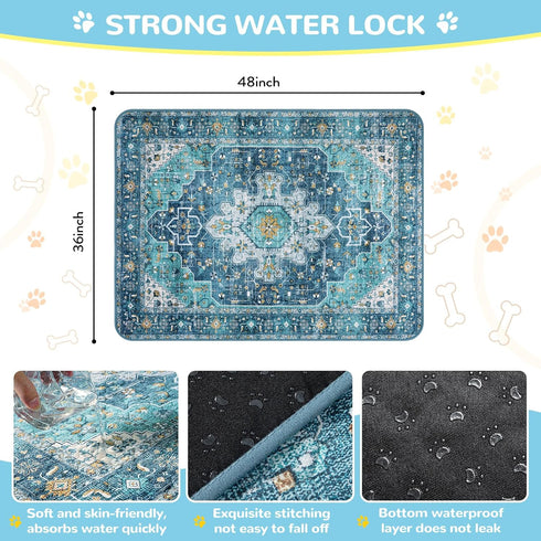 2 Pack 36"x48") Lahome Reusable Washable Puppy Pads - Super Absorbent & Waterproof Dog Training Mats for Potty, Crate