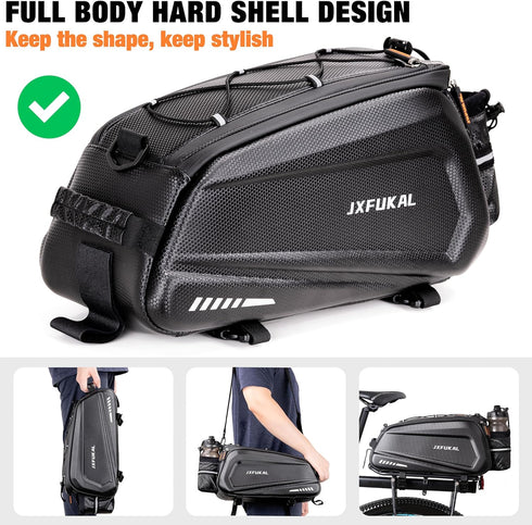 JXFUKAL Bike Bags for Bicycle Rear Rack - 9.5L/40L Hard Shell Waterproof Ebike Trunk Pannier Saddle Bag