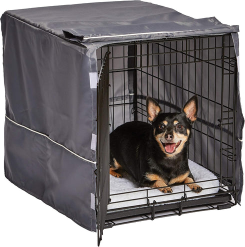 New World Small Dog Crate Cover, Light Gray Polyester Privacy Cover Fits Most 24-inch Crates