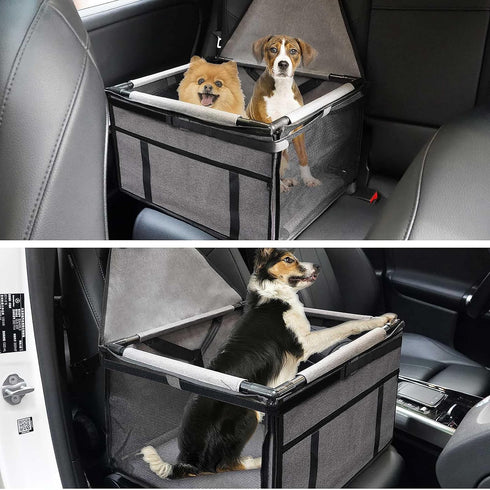 GENORTH 20 lbs Dog Car Seats for Small and Medium Dogs,Portable Puppy/Pet Car Booster Seat with Clip-On Leash and Mesh
