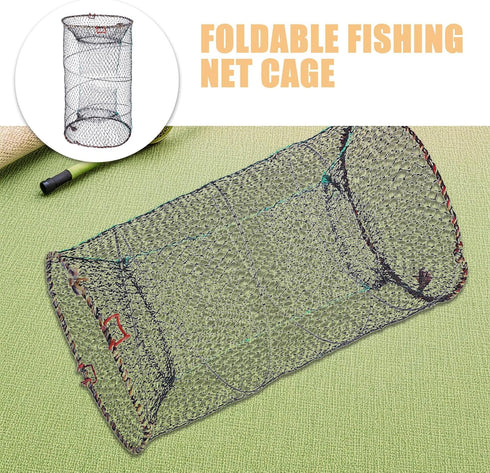 TOMETURE 25cm 3pcs Foldable Fishing Trap Net with Nylon Mesh, Diameter, Portable Crab and Shrimp Catch Cage