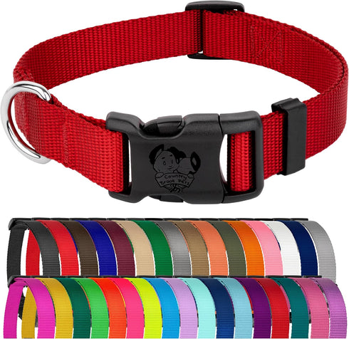 Country Brook Petz Dog Collar, American-Made, Large, 1 Inch Wide, Deluxe Heavy Duty Nylon, Red