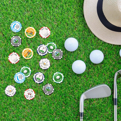 Sosation 24 Pcs Golf Ball Marker - Funny Poker Chip Collection, 1.57 Inches Set for Men & Women Accessories
