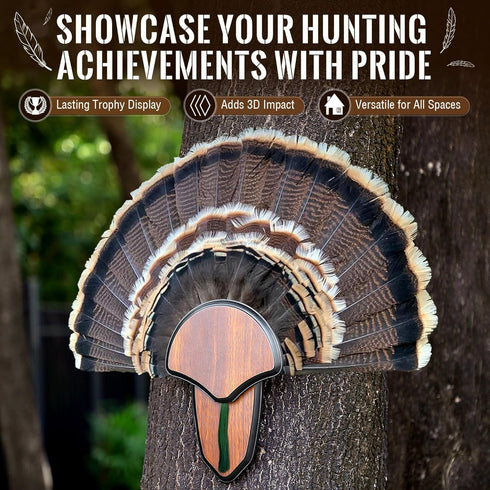 Turkey Fan Mount Kit, Wooden Turkey Tail Mount for Hunting Assemble Display, Easy to Install Hunting Accessories Kit