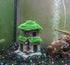 Fish House for Aquarium Decorations, Fish Hideout with Lifelike Moss and 2 pcs 4 inch Artificial Plants