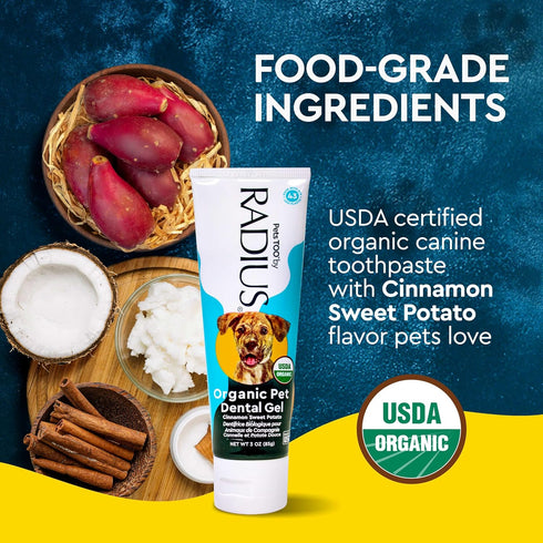 1 3 oz, RADIUS USDA Organic Canine Pet Toothpaste Unit, Non Toxic Toothpaste for Dogs, Designed to Clean Teeth and Help