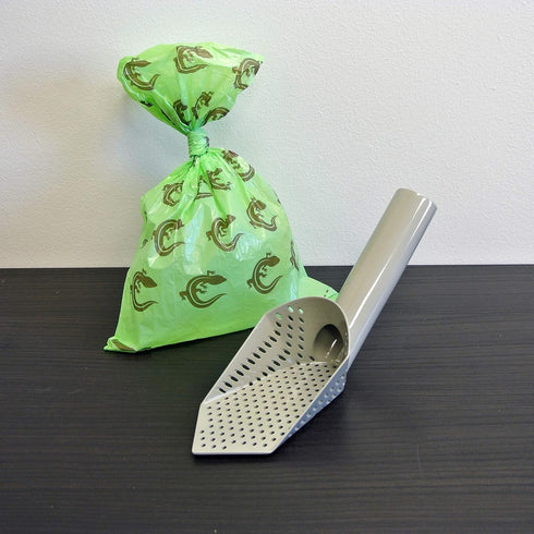 Cold Life Super Scoop Sifter for Terrarium Bedding, Small Pet Cage Cleaner Shovel with 10 ct Poop Bags