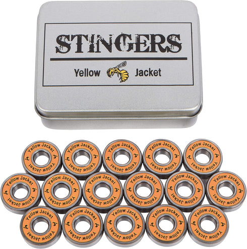 Yellow Jacket Premium Inline Skate Bearings, Roller Skate 608, ABEC (Pack of 16)