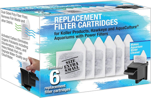 Koller Products Replacement Filter Cartridges - XS, 6 Count, White