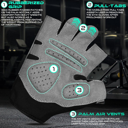 WESTWOOD FOX Gym Gloves Fitness Training Anti Slip Shock-Absorbing Weight Lifting Gloves Padded Grip Breathable
