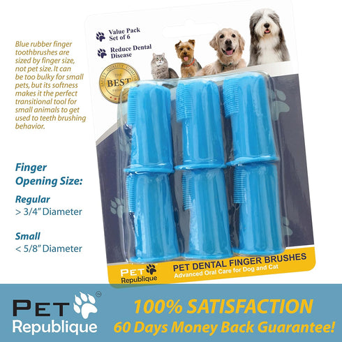 Pet Republique Dog Finger Toothbrush | Set of 6 Dental Brushes for Large to Small Dogs and Cats