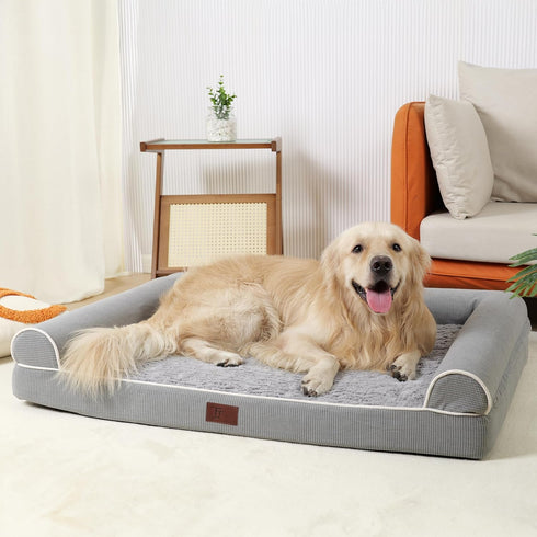 Orthopedic Dog Bed for Large Dogs - Waterproof Egg Crate Foam Pet Bed Mat with Removable Washable Cover, Non-Slip