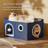 Bedsure Extra-Wide Cat House for Indoor Cats, Large Cat Cave with Fluffy Ball Hanging and Scratch Pad, Blue