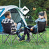 VILLEY Camping Chairs, Padded Folding Chair, Outdoor Portable High Camp Chair, Foldable Outside Arm Chair with Cup