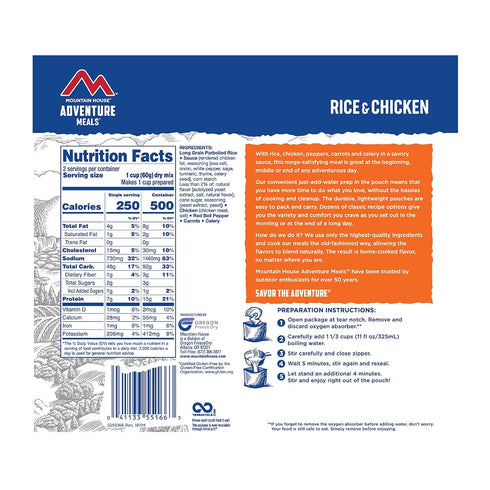 Mountain House Rice & Chicken - Freeze Dried Backpacking & Camping Food | 2-Servings | Gluten-Free