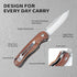 Wood Handle Pocket Knife, 2.9in 8Cr13MoV Stainless Steel Blade, EDC Knife for Hunting, Camping, Hiking, 6.5in