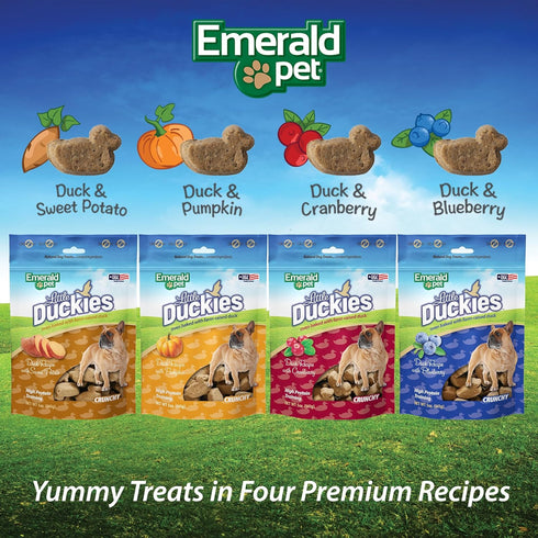 Emerald Pet Little Duckies Crunchy Natural Roasted Duck Dog Treats, Made in the USA