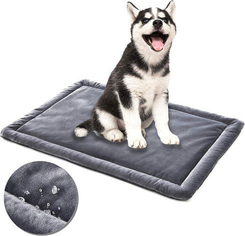Allisandro Waterproof Dog Bed, Washable Crate Pad, Durable Soft Mattress, Anti-Slip for Dogs, Grey 47.2 x 27.6 Inches