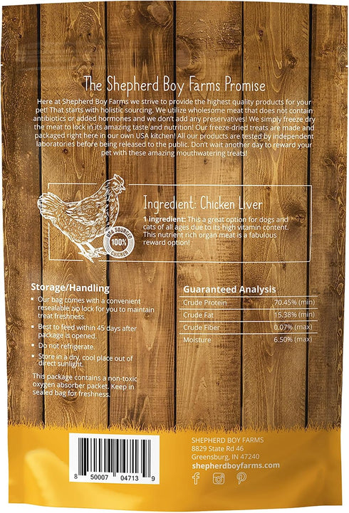 Freeze Dried Dog Treats, Chicken Liver, All Natural, Made in USA, High in Protein, 3oz
