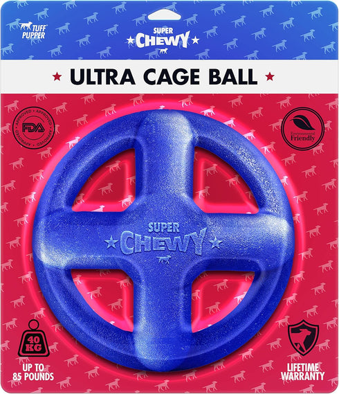 Tuff Pupper SuperChewy Tough Dog Cage Ball Toy, Strong Natural Rubber, Great Fetch Toy for Large Breeds