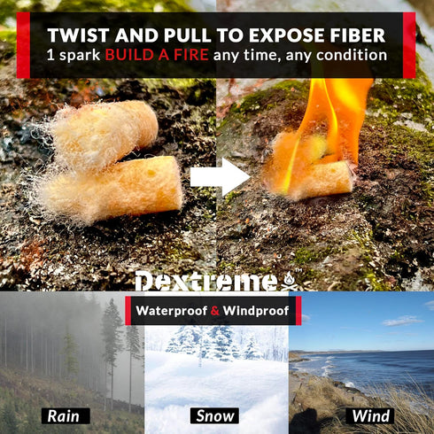 Fire Plugs (50) Waterproof Fire Starter for Campfires, Emergencies, Survival, Fire Pits, Grills | 5+ Minute Burn | All Natural | Made in North America