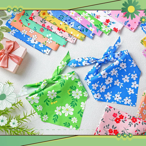 Weewooday 50 31.5 21.7 x21.7 Inch) Pcs Spring Dog Bandanas Bulk for Dogs Soft Bibs Adjustable Triangle pet Bandana