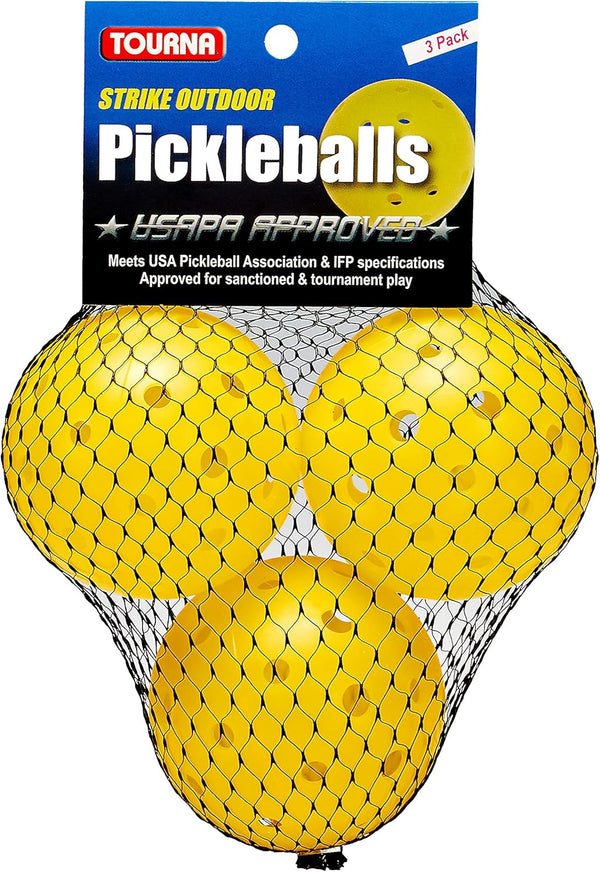 TOURNA Strike Pickleballs (3 Pack) - USAPA Approved, Yellow Outdoor