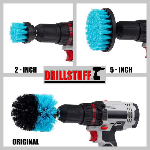 Teal Drill Brush Medium Stiffness Cleaning Brush Drill Attachment Set - Boat Cleaner Kit - Kayak Accessories
