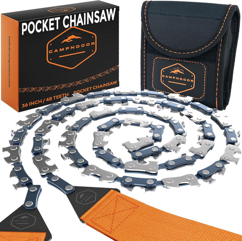 Pocket Chainsaw for Camping, 36 Inch Heavy Duty Steel Hand Chainsaw, 48 Teeth, Survival Saw