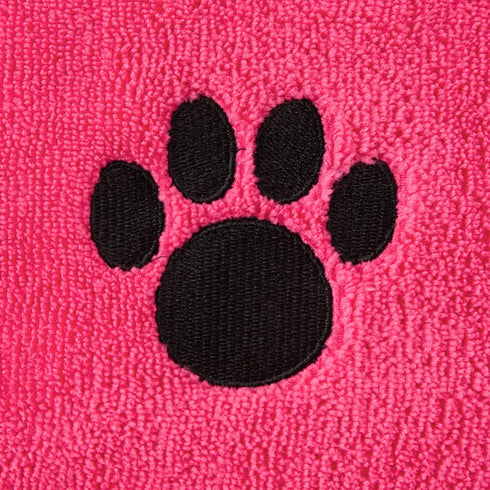 Bone Dry Pet Robe Collection, Embroidered Absorbent Microfiber Bath Robe with Adjustable Closure, for Dogs & Cats