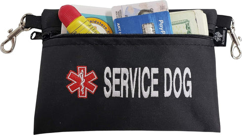 ActiveDogs Service Dog Large Clip-On Pouch, Embroidered Accessory with Medical Alert Sign for K9 Harness, 7" x 5"