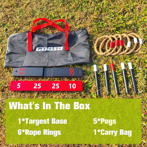 5 2 6 2 GOOSO Ring Toss Game for Kids - Indoor & Outdoor Game for Family and Adults with Poles, Bases and Rings