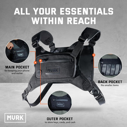 MVRK Water Resistant Chest Pack, Lightweight Running Vest with Phone Holder and Extra Storage
