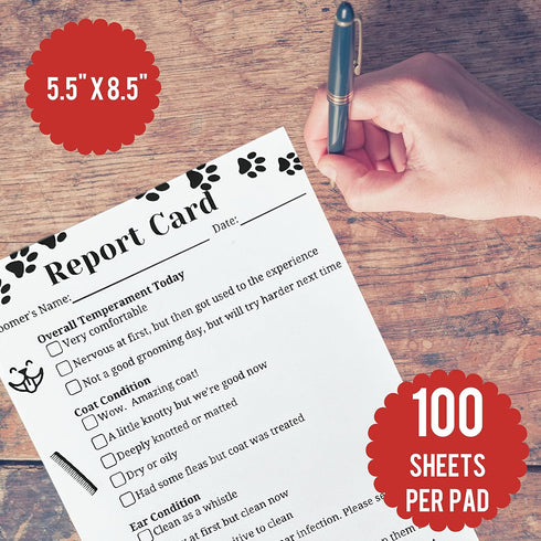 Dog Grooming Report Cards (Pad of 100, 5.5 X 8.5 Inches) for Grooming Salon