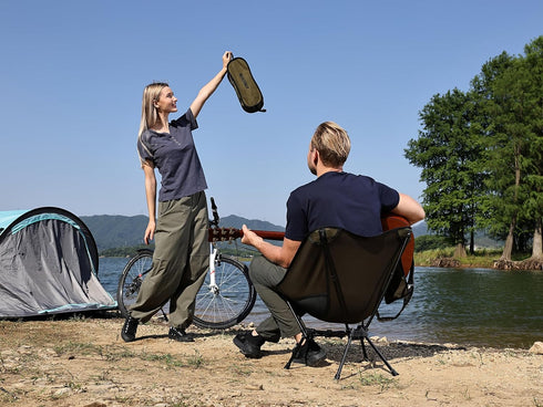 Backpacking MARCHWAY Lightweight Folding Camping Chair with Spring Lock, Stable Compact Portable for Outdoor Camp