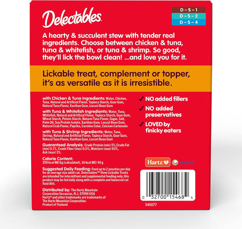 Hartz Delectables Stew Lickable Wet Cat Treats, Variety Pack, 1.4 Ounce, Pack of 12