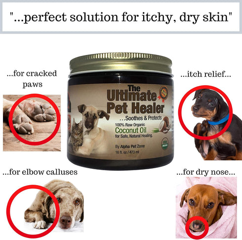 32 oz, Elbows, Organic Coconut Oil for Dogs & Cats Skin and Coat, Natural Treatment for Itchy Skin, Dry Paws & Nose