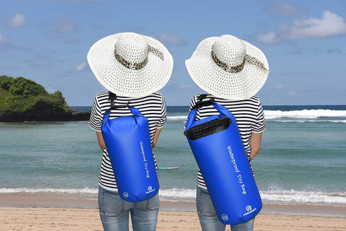 Waterproof Dry Bags Set of 3, 5L with 2 Zip Lock Seals, Detachable Shoulder Strap, Waist Pouch, Phone Case