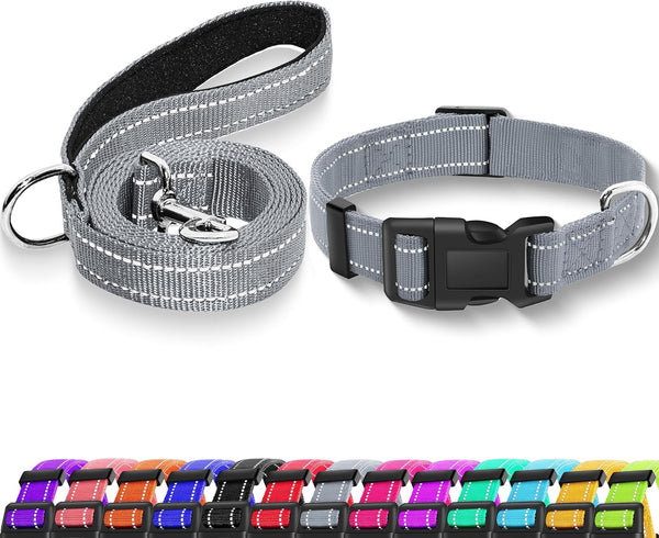 Reflective Dog Collar with Safety Locking Buckle, Adjustable Soft Breathable Nylon Collars for Small, Medium, Large Dogs
